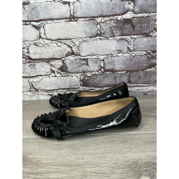 Kate Spade Black Patent Leather Slip On Bow Ballet Flats Shoes Women 6M US/36EU - Picture 5 of 16
